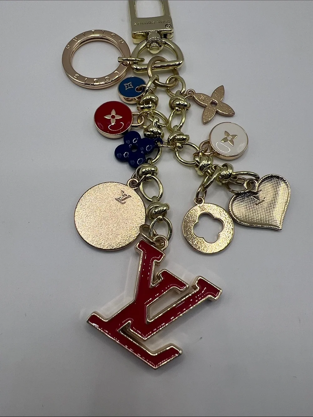 1432. Red , Blue & White Enamel Logo Charm Key Holder